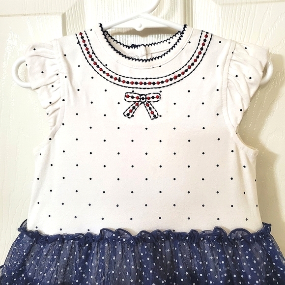 Little Me Blue & White Polka Dot Tulle One Piece Snap Bottom Baby Girl 24 Months - Picture 4 of 8